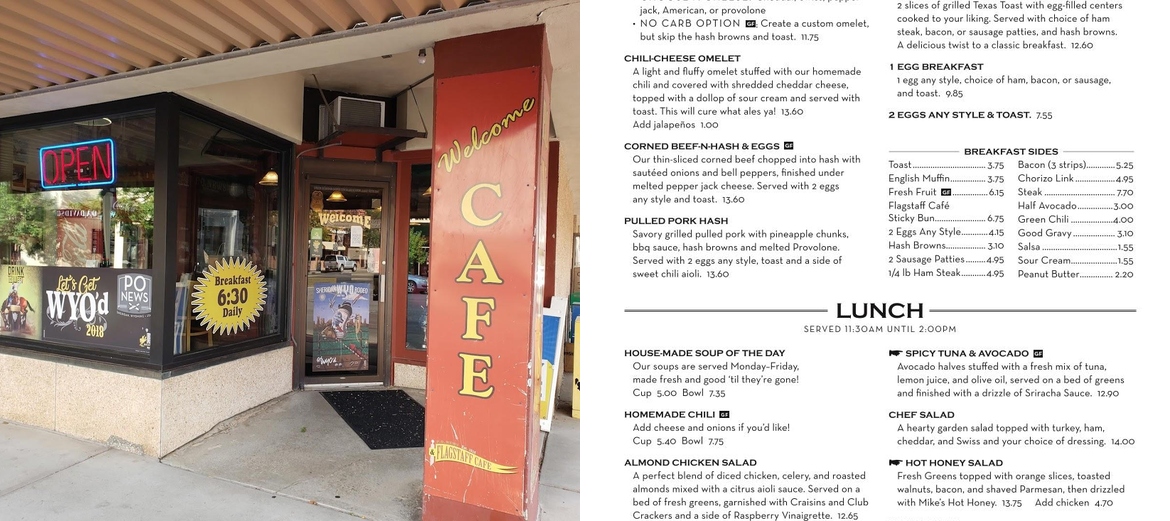 P.O. News & Flagstaff Cafe Menu