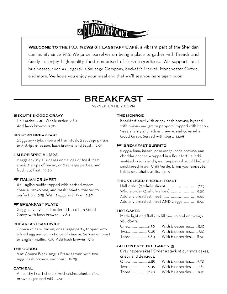P.O. News & Flagstaff Cafe Menu image 4